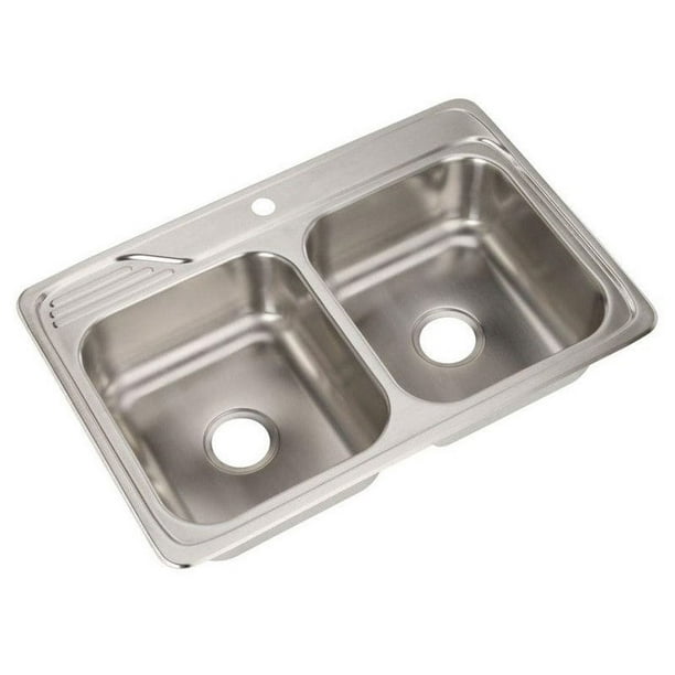 Elkay ECC33221 Gourmet Celebrity Stainless Steel Double Bowl Top Mount