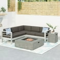 thumbnail image 2 of GDF Studio Crested Bay Outdoor V-Shaped Sofa Set with Fire Table, Gray and Light Grey, 2 of 15