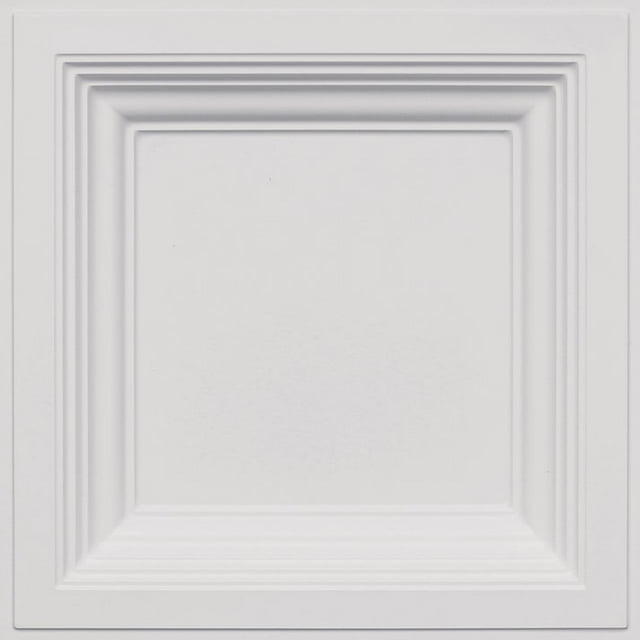 Drop In Coffered PVC Ceiling Tile White Matte, Pack of 10 (will cover ~ 40 sq.ft) Easy To Install Into a Standard 2'x2' Grid