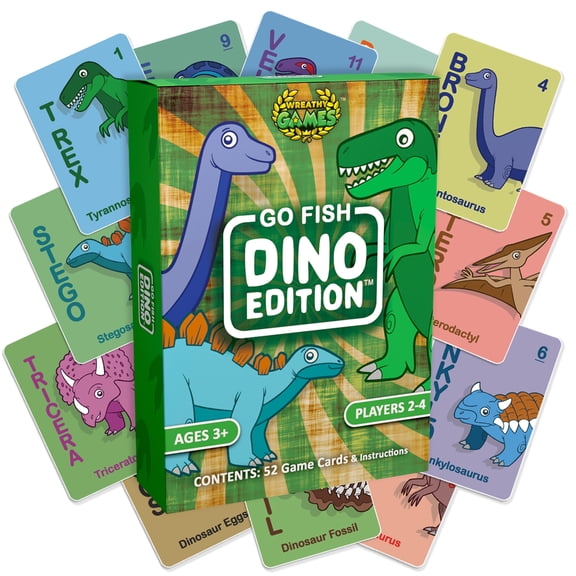 Wreathy Games® - Go Fish Dino Edition™ Card Game Deck - Ages 3 and up