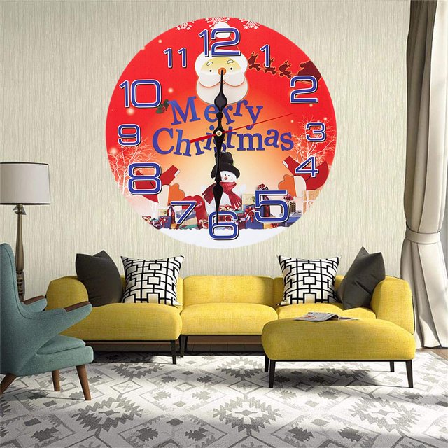 LSLJS Clocks, 12 Inch Retro Creative Frameless Christmas Day Special Wall Clock, Christmas Decorations