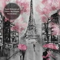 thumbnail image 6 of JOOCAR Paris Eiffel Tower Pink Valentine Polyester Bathroom Shower Curtain with 12 Hooks, 72×72 in, 6 of 7