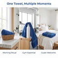 thumbnail image 6 of REGALWOVEN Solid Striped Hand Towels Set of 2, Cotton Soft Absorbent Bathroom Decorative Towel Navy Blue 14" x 30", 6 of 6