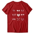 thumbnail image 4 of Perfectbot Women's Valentine Tee - Bow Heart Graphic Crewneck Short Sleeve Casual Shirt, 4 of 5