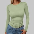 thumbnail image 2 of TTUHYWXI Women's Long Sleeve Shirts Spring 2026 Casual Basic Going Out Crop Tops Slim Fit Tight Y2K Clothes (Light Green, XL), 2 of 4