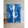 thumbnail image 4 of Sheer Curtains 96 Inches Long 2 Panels, Abstract Blue Tie-Dye Rod Pocket Curtain Voile Draperies, Retro Ethnic Style Pattern Light Filtering Window Treatment for Living Room Kitchen Bedroom, 4 of 8