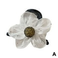 thumbnail image 4 of Pinza para el pelo de malla con girasoles para mujer, accesorio para coleta, de plástico, 8 cm, multicolor (blanco, negro, marrón), elegante diseño floral para uso diario y ocasiones especiales., 4 of 5