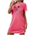 thumbnail image 1 of Tnhcen Robe de Nuit Imprimé Cœur Romantique pour Femmes Grande Taille Manches Courtes Col Rond Robe Courte Polyester Spandex Doux P-2TG pour Maison/détente, 1 of 3