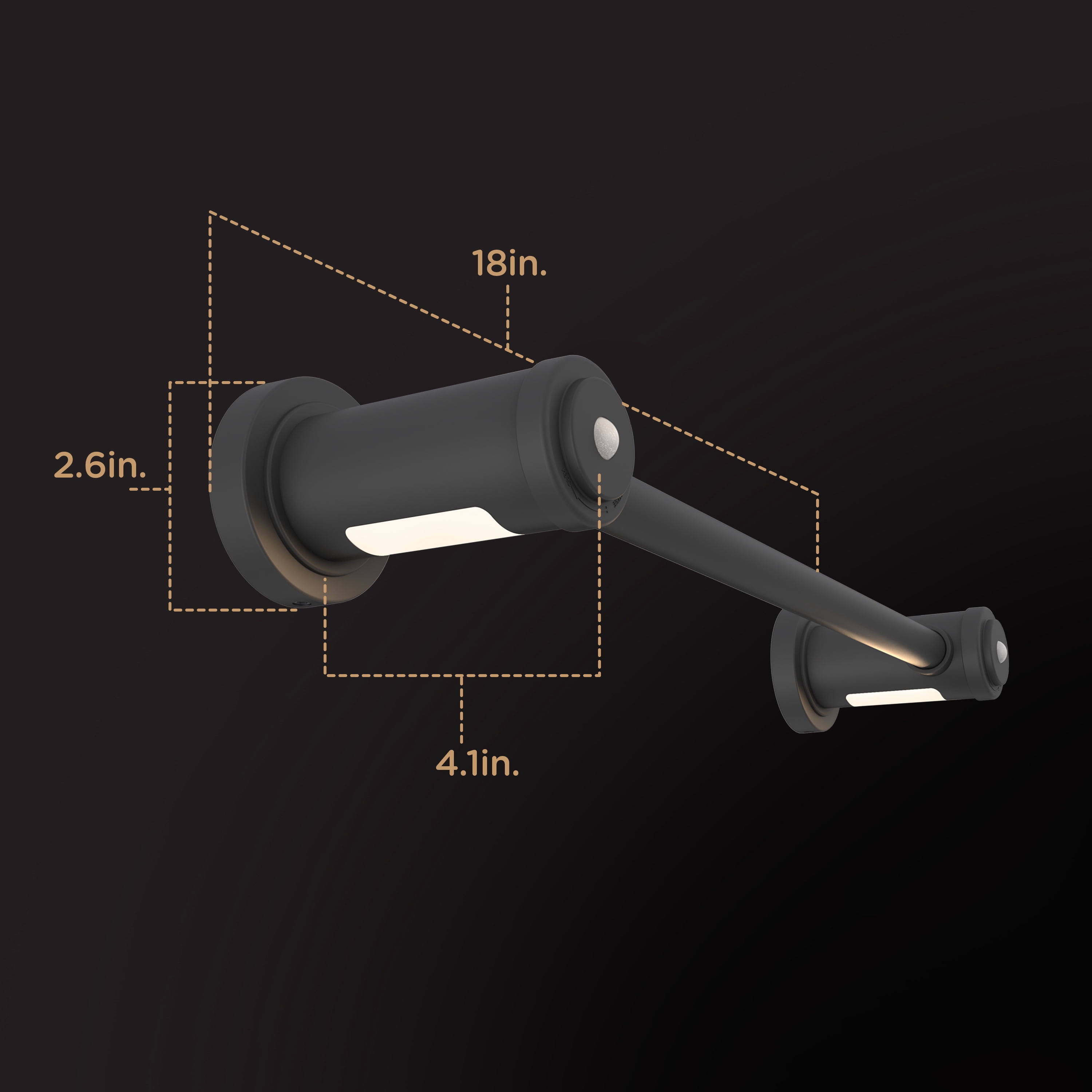 Enbrighten Towel Bar Light, Battery Operated, Motion Sensing, 18in, Matte Black, 79183