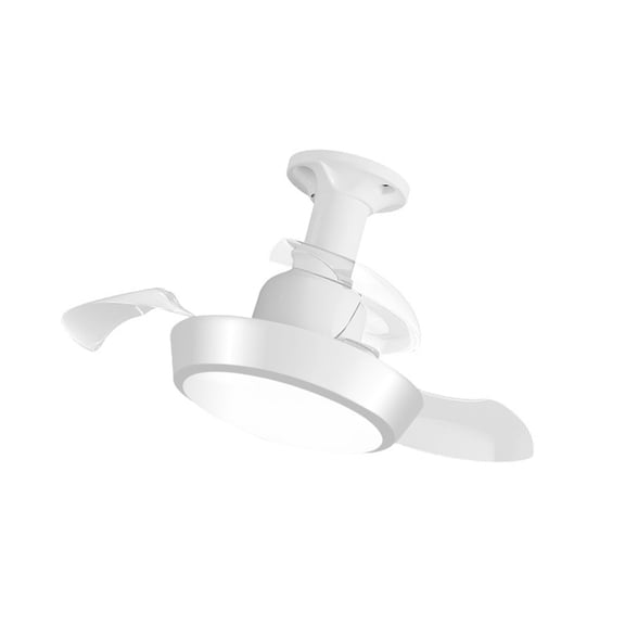 Small Retractable Ceiling Fan Light Speed Adjustable Hanging Fan with LED Light for Home, Workshop, Garage, Bedroom