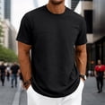 thumbnail image 3 of Heavyweight T Shirts for Men Summer Short Sleeve Crewneck Textured Loose Casual T-Shirts Stretch Solid Basic Tee Shirt, 3 of 8