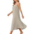 thumbnail image 6 of Ohufall Nightdress for Women Square Neck Ruched Solid Color Maxi Dress Sleeveless Loungewear & Sleepwear Long Dress, 6 of 8