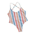 thumbnail image 3 of Women‘s Striped One-piece Swimsuit Color Blocking Sling Swimwear, 3 of 5
