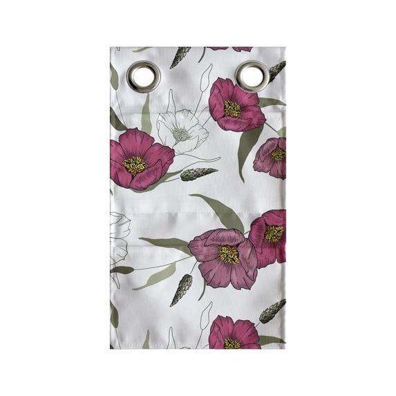 Floral Hanging Pocket Organizer, Pink Gracious Poppy Pattern on Plain Background, Printed Polyester Storage Bag with Pockets, 9" x 16", Dried Rose Army Green