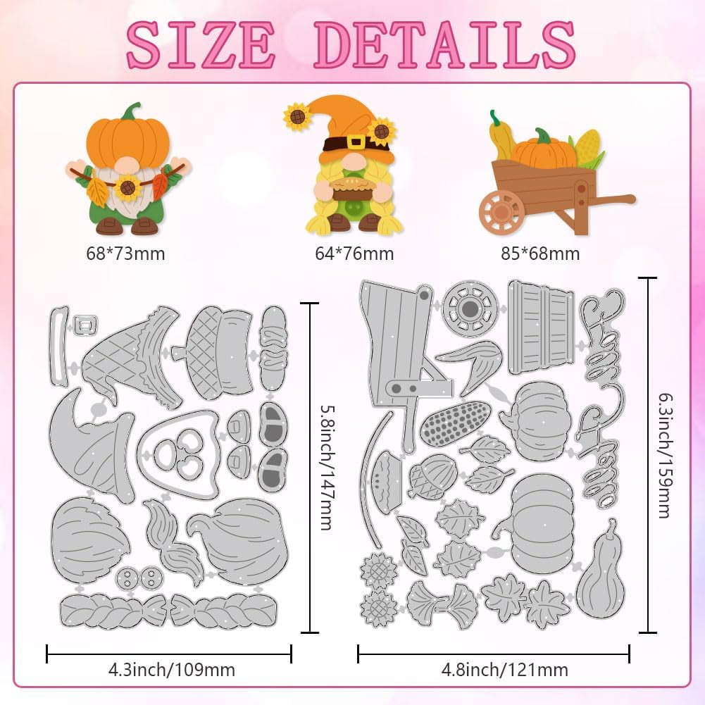 WADORN Thanksgiving Pumpkin Cutting Dies - Metal Craft Stencils For Cards & Scrapbooking