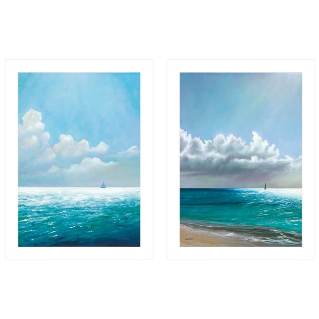 "Sea Bliss" 2-Piece Vignette by Eve Wheeler, White Frame