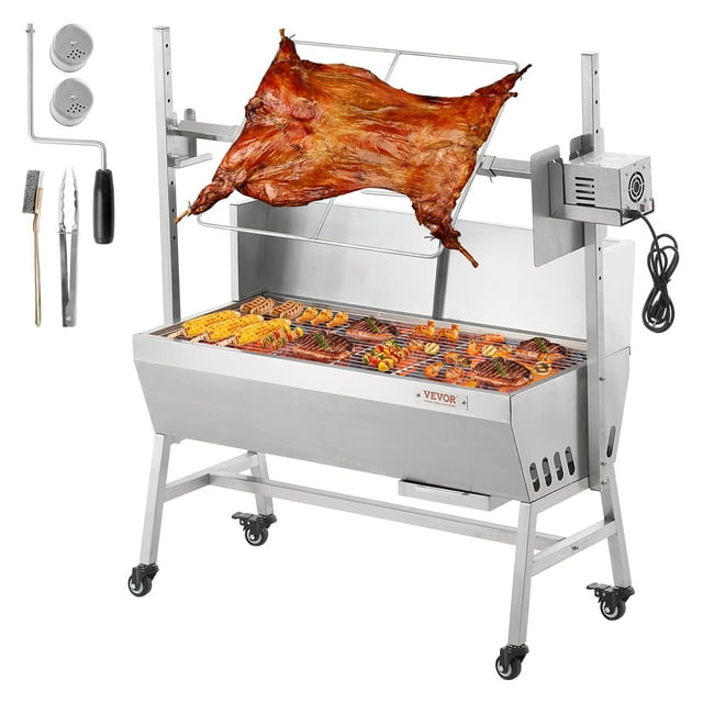 VEVOR Rôtissoire Broche Rôtissoire BBQ Gril Cochon Agneau Poulet Rôtissoire 42W 135LBS