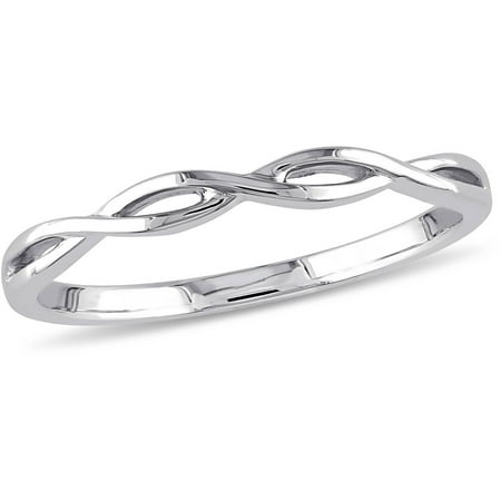 Miabella 10kt White Gold Cross-Over Wedding Band