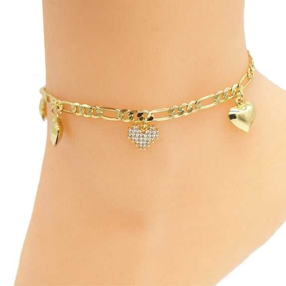 JoeytheJewelryNY 18k Layered real gold Plated hearts anklet bracelet #16
