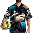 thumbnail image 4 of Starry Shark Men's Button Down Casual Hawaiian Print Short Sleeve Summer Beach Shirt, 4 of 6