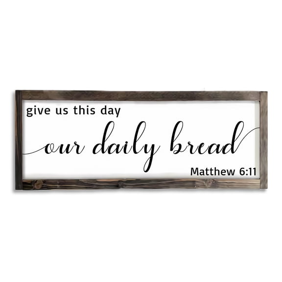 Dazingart Farmhouse Dining Room Wall Decor, Give Us This Day Our Daily Bread, Rustic Wooden Prayer Sign Ktchen Wall Sign Decor, God Scripture Wall Hanging Art, Bible Verse Quotes Plaque (Matthew)