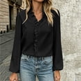 thumbnail image 4 of cocolona Blouses for Women Trendy Ruffle V Neck Long Sleeve Pullover Fall Shirts Fashion Casual Solid Color Fall Tops Outfits, 4 of 5