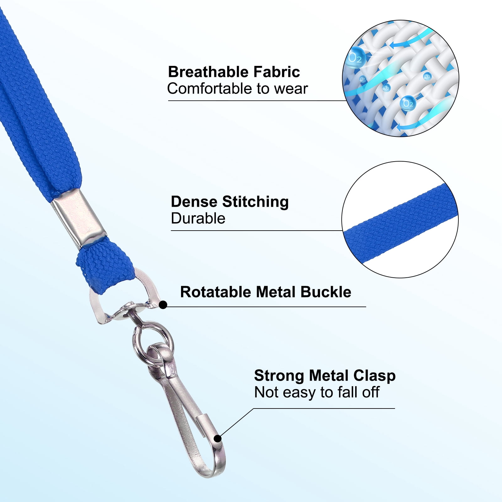 Uxcell Lanyards, 100 Pack Neck Lanyards Bulk with Swivel Hook Clip for ID Badges Holder, Keys, Office, Teachers, Blue