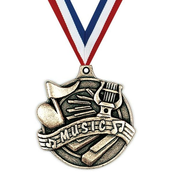 Music Medals, 2" Gold Diecast Music Medal Award 10 Pack