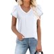 thumbnail image 1 of 2023 Camiseta de manga corta con pétalos para mujer Tops casuales con cuello en V01-BlancoXX-Large esquí esquí Gafas de esquí, 1 of 1