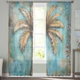 thumbnail image 2 of Boho Coastal Beach Sheer Curtains 96 Inches Long 2 Panels Set, Window Sheer Curtains for Living Room/Bedroom, Tropical Coconut Tree Teal Green Light Filtering Rod Pocket Curtain 52'' x 96'' x 2, 2 of 7