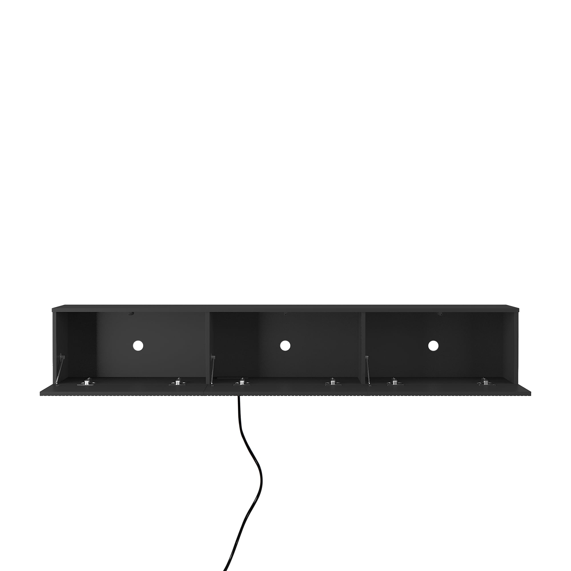 Yoneston Wall Mounted Floating TV Stand wih LED for 55/60/65inch TV, 69" Modern TV Stand with Drawer, High Gloss Entertainment Center for Living Room, Black