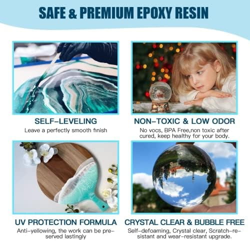 Epoxy Resin Kit for Beginners, Resin Kit with Coaster Molds, Crystal Clear Art Casting Resin for DIY Resin Coasters 16 FL.OZ
