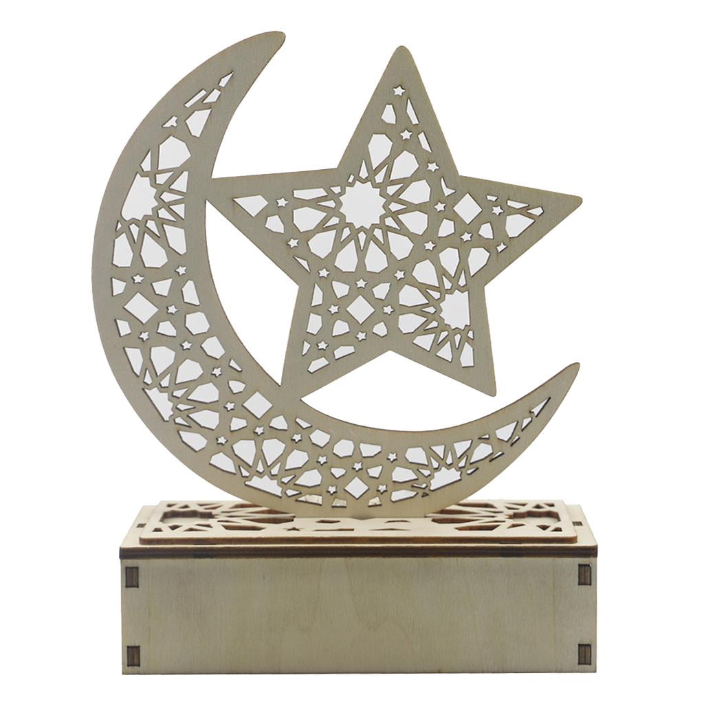 Wooden Eid Mubarak Ramadan Ornament, Islam LED Light Table Decorations ...