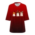 thumbnail image 3 of CLOISE 3/4 Sleeve Tops Women Casual Plus Size Halloween Shirts Loose Graphic V Neck Pullover Trendy Fall Tunic Clothes Red 3XL, 3 of 3