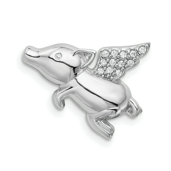925 Sterling Silver Cubic Zirconia Cz Volant Porcelet Flottant Chaîne Ouverte Glisser Pendentif Collier Charme Animal Sanglier