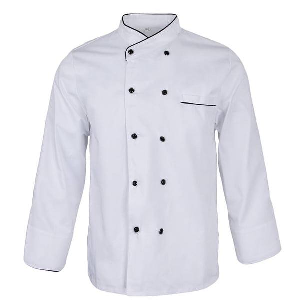 Unisex con Uniformes de Cocinero de Hotel de Manga Larga de Restaurante - Blanco, L Sunnimix Abrigo de chef de manga larga