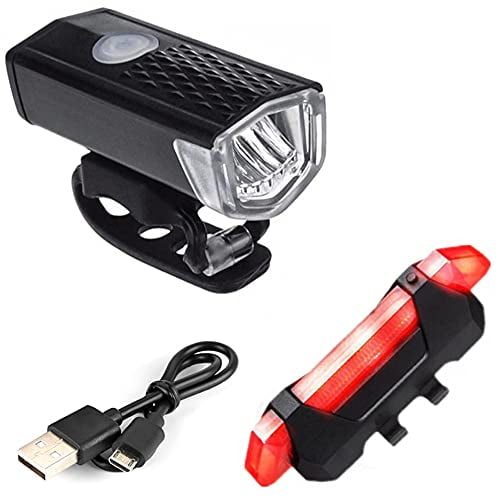 Bike Light Set USB Rechargeable LED Front Headlight Back Rear Taillight Lamp Bicycle Road Mountain Cycling
