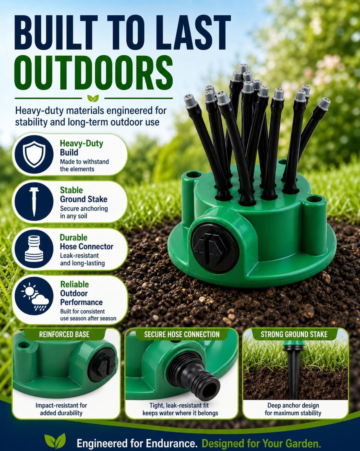 360° Coverage Lawn & Garden Irrigation Sprinkler, 12 Flexible Spray Nozzles for Targeted Watering, Adjustable Lawn Sprinkler with Durable Ground Spike, DIY Irrigation Kit for Yard Flower Bed (2Sets)
