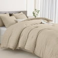 thumbnail image 2 of ANGENIA Queen Comforter Set Khaki, 3 Pieces Soft Fluffy Seersucker Bedding Comforter Sets for Queen Bed, Lightweight Farmhouse Down Alternative Bed Set for All Seasons, 2 of 7