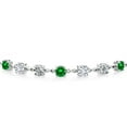 thumbnail image 2 of Gem Stone King 3.53 Ct Green Created Emerald and E-F Lab Grown Diamond 925 Sterling Silver Tennis Bracelet for Women (Fully Adjustable up to 9 inch), 2 of 3