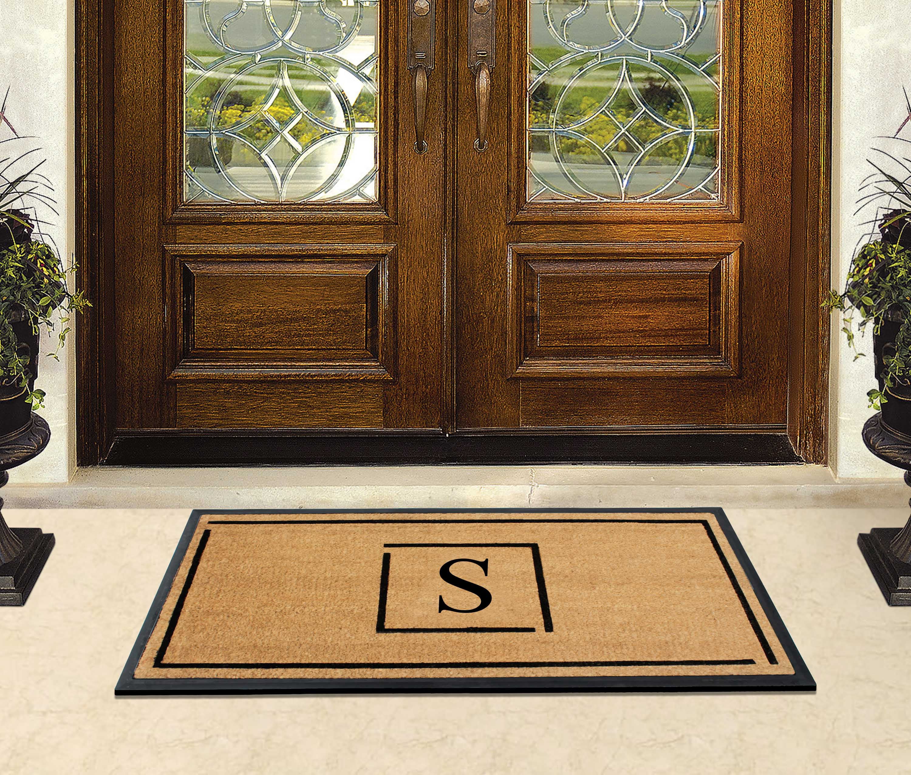 A1 Home Collections Hand-Crafted Rubber Coir Doormat Double/Single Door Mat for Outdoor 24x48 inch