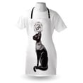 thumbnail image 3 of Occult Apron Vintage Legendary Mystical Egyptian Cat Sphinx Icon Eastern Design Artwork Print, Unisex Kitchen Bib Apron with Adjustable Neck for Cooking Baking Gardening, Black Grey, by Ambesonne, 3 of 3
