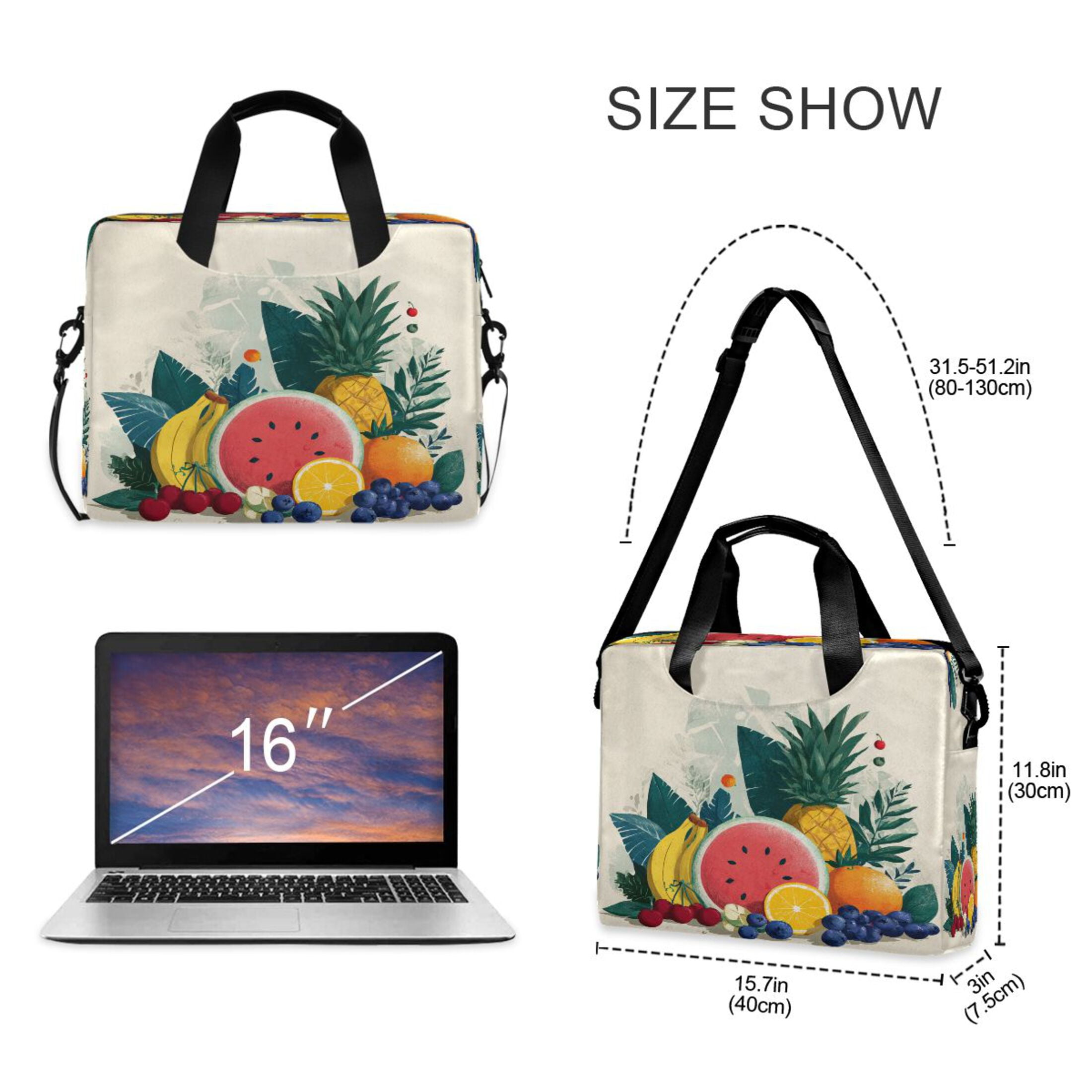 Laptop Bag Laptop Briefcase 15.7 x 3 x 11.8 Inches Laptop Bag Briefcases Laptop Storage Travel Laptop Bag Work Laptop Bag Vibrant Fruit