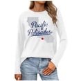 thumbnail image 2 of Fznquz Casual T-Shirt for Women Long Sleeve White Crew Neck T Shirts Graphic Y2K Curve Hem Women's Clothing M, 2 of 5