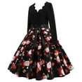 thumbnail image 3 of IROINNID Christmas Party Dresses for Women V-Neck Long Sleeve Cocktail Dress Funny Christmas Print Formal A-Line Dress,Black, 3 of 5