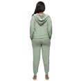 thumbnail image 3 of Felina - Aria 2-Piece Zip-Up Top & Jogger Lounge Set - French Terry with Velvet Trim Loungewear (Iceberg Green, Small), 3 of 3
