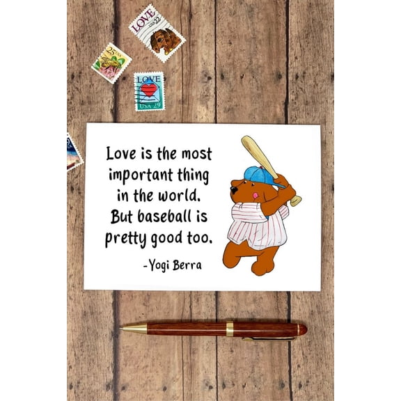 Funny Love and Baseball Greeting Card – Yogi Berra Quote – Envelope Included, Blank Inside – Perfect for Baseball Fans and Loved Ones