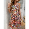 thumbnail image 3 of Multicolor Circle Pattern Halter Neck Midi Dress For Women, Casual Boho Summer Dress, 3 of 5