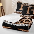thumbnail image 4 of Manfei Leopard Print Letter H Bow Twin Quilt Set, Fashion Diamond Twin Coverlet Set for Girls Women, 4 of 7