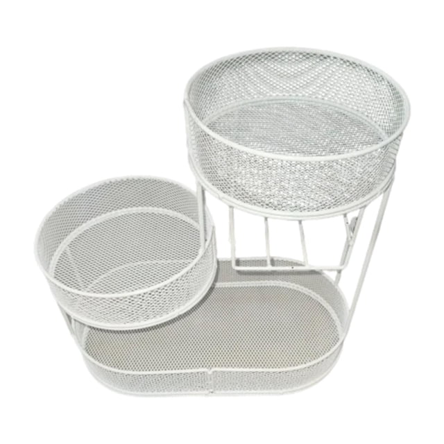 Cesta de frutas de 3 capas, recipiente para almacenar verduras, frutero multiusos, alambre de metal Blanco
